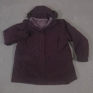 Cabelas Jacket Womens XL Purple Hooded Removable Fleece-Lined Coat Southwestern